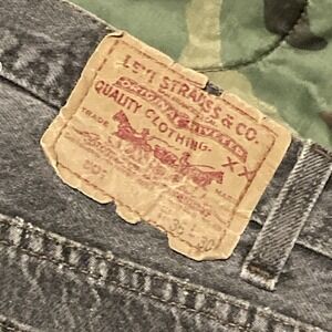 Levi's 501XX Grey Button Fly Jeans Vtg 90s Thrashed Men's‎ 34/29